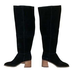NIB Kelsi Dagger Brooklyn Black Leather Image On The Knee Boots Size 8.5